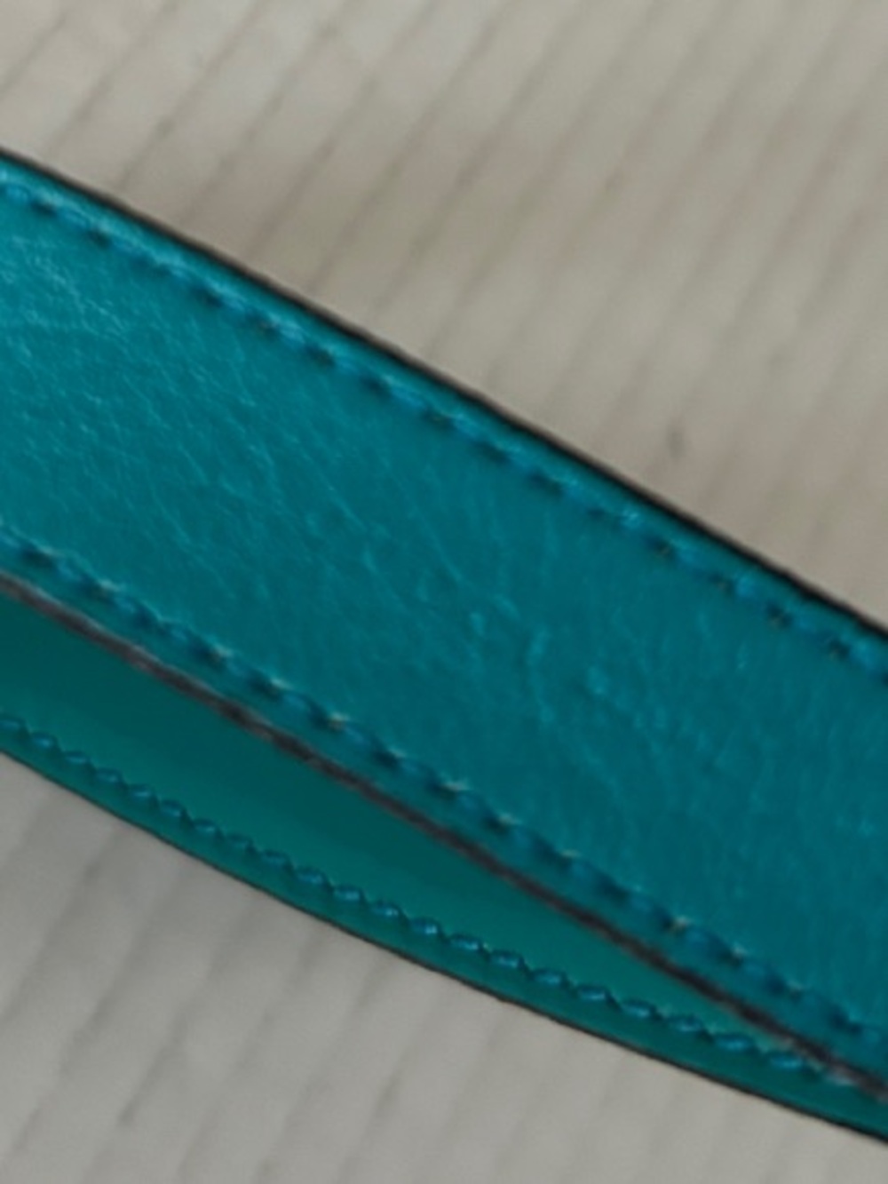 Glossy Teal Patent Leather Belt with Silver Interlocking Buckle - Picture 7 of 11